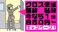 クロス壁紙・張替・貼替キャンペーン　１ｍ　￥８５０円〜